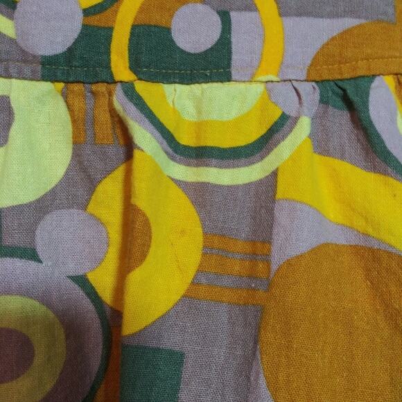 Larry Levine A Line Groovy Geometric Skirt Artsy Linen Size 10 - Picture 4 of 9